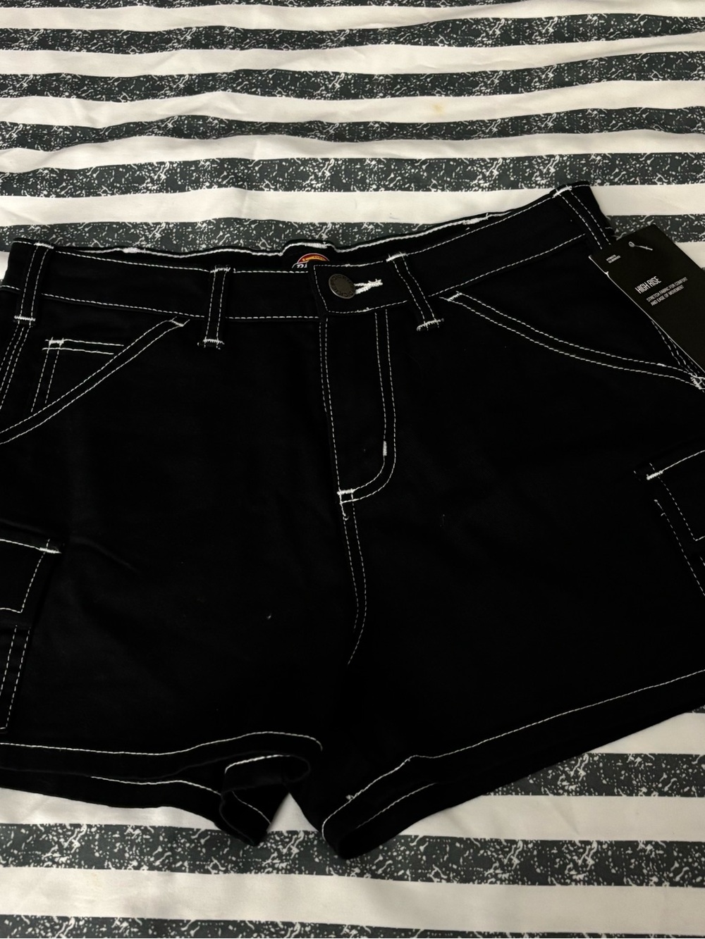 Dickies Black Women's Contrast-Stitch Jean Shorts